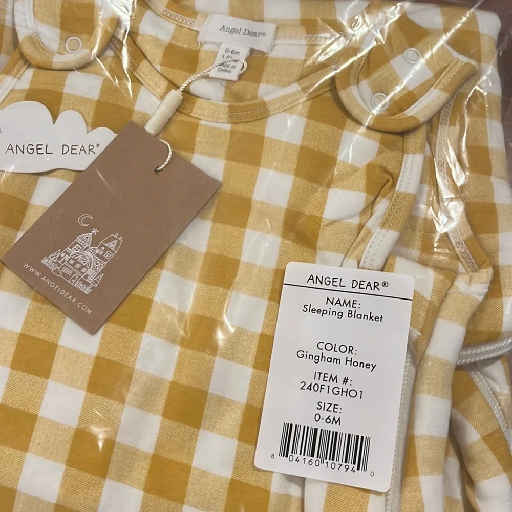 NWT Angel Dear Sleep Bag - Honey Gingham - 0/6m